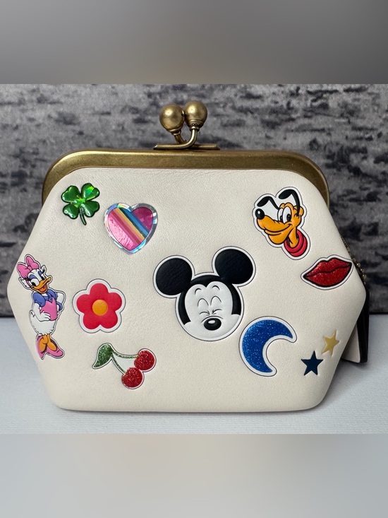 Coach Handbags - NWT Coach x Disney Kisslock Frame Bag 10 with Sticker Print Chalk CDO91